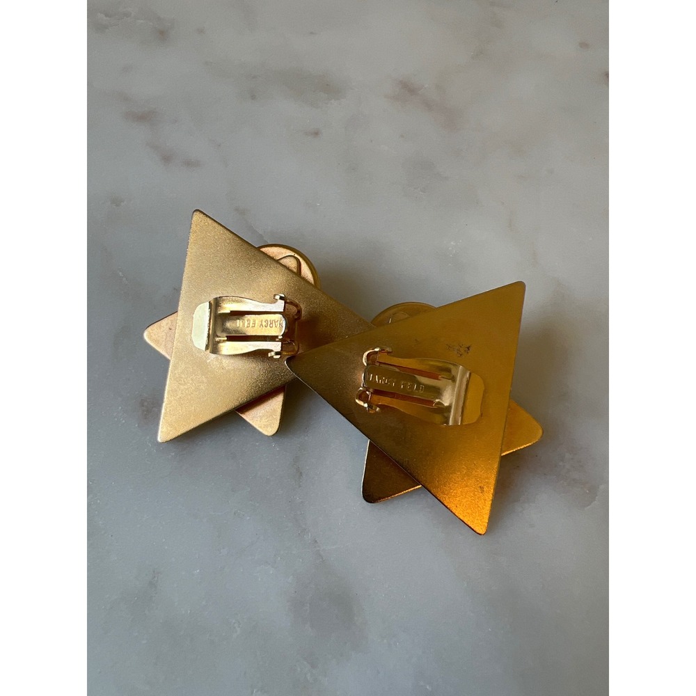 Vintage Marcy Feld Earrings Modernist Geometric Style Clip-on Earrings - Picture 2 of 4